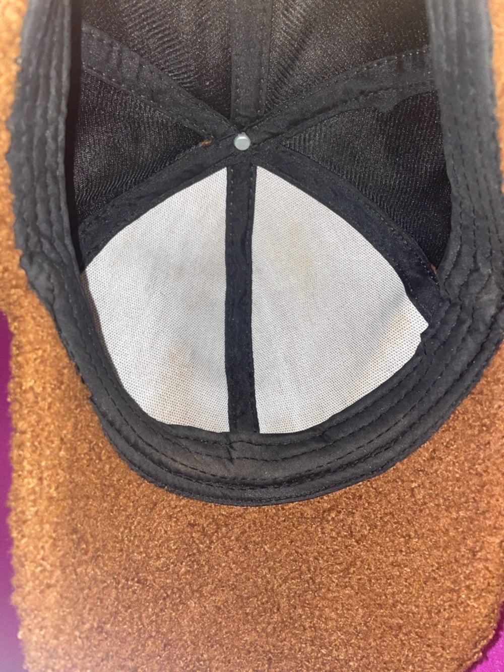Brown Fuzzy Cap with White 'C' Patch - Picture 4 of 5